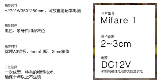 联网型感应卡包管箱的手艺参数——优质Ａ３钢板，一次成型，特有的喷塑手艺，确保十年以上不生锈